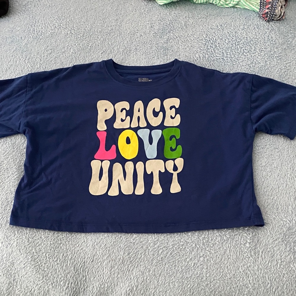 Sonoma  Peace Love Unity Navy Blue T-Shirt